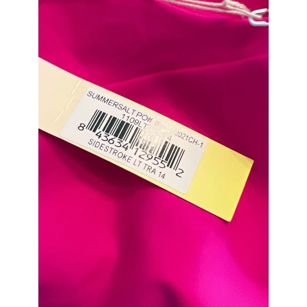 Summersalt The Sidestroke One Shoulder Swimsuit Colorblock Pink White Red 14LT